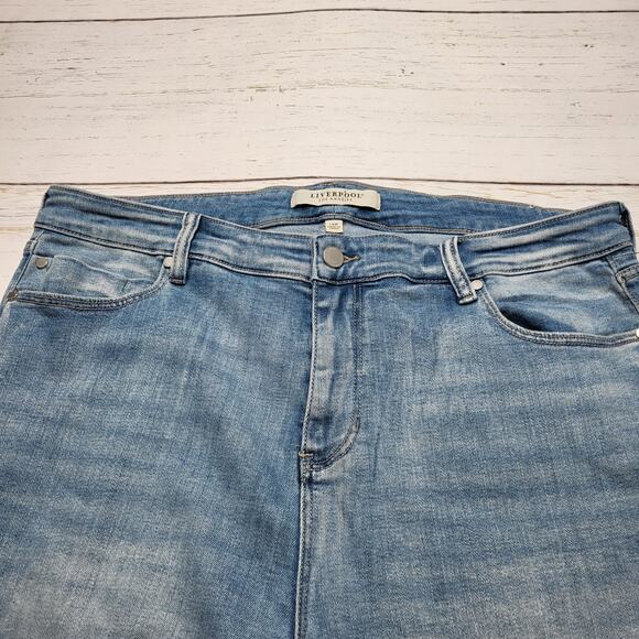 Liverpool Stride High Rise Wide Leg Jeans Cut Raw Hem Medium Weir Canyon Wash 14 - Picture 5 of 12